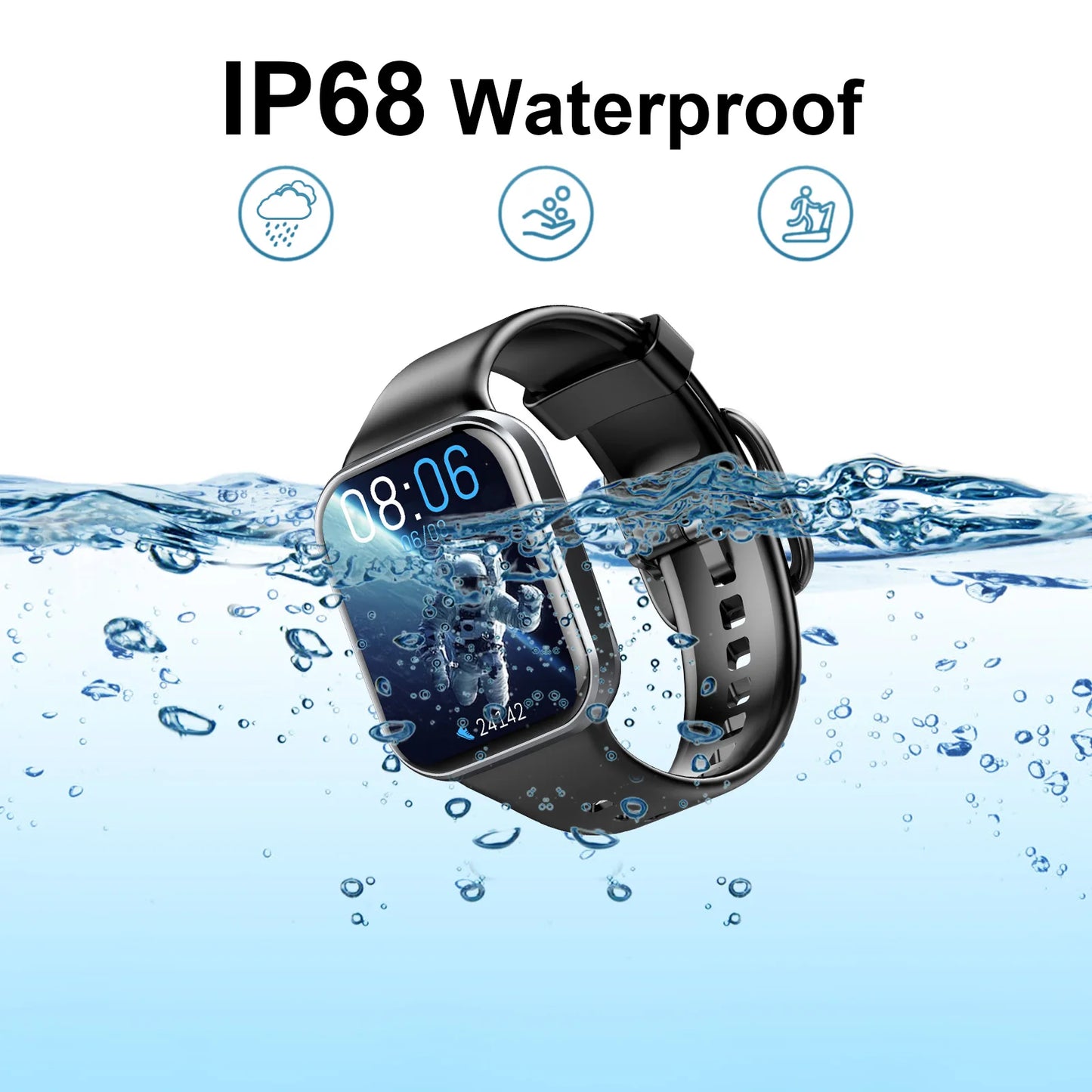 Smart Watch, 1.69" HD Touch Screen Fitness Watch, 25 Sports Modes Fitness Tracker, IP68 Waterproof Smartwatch.