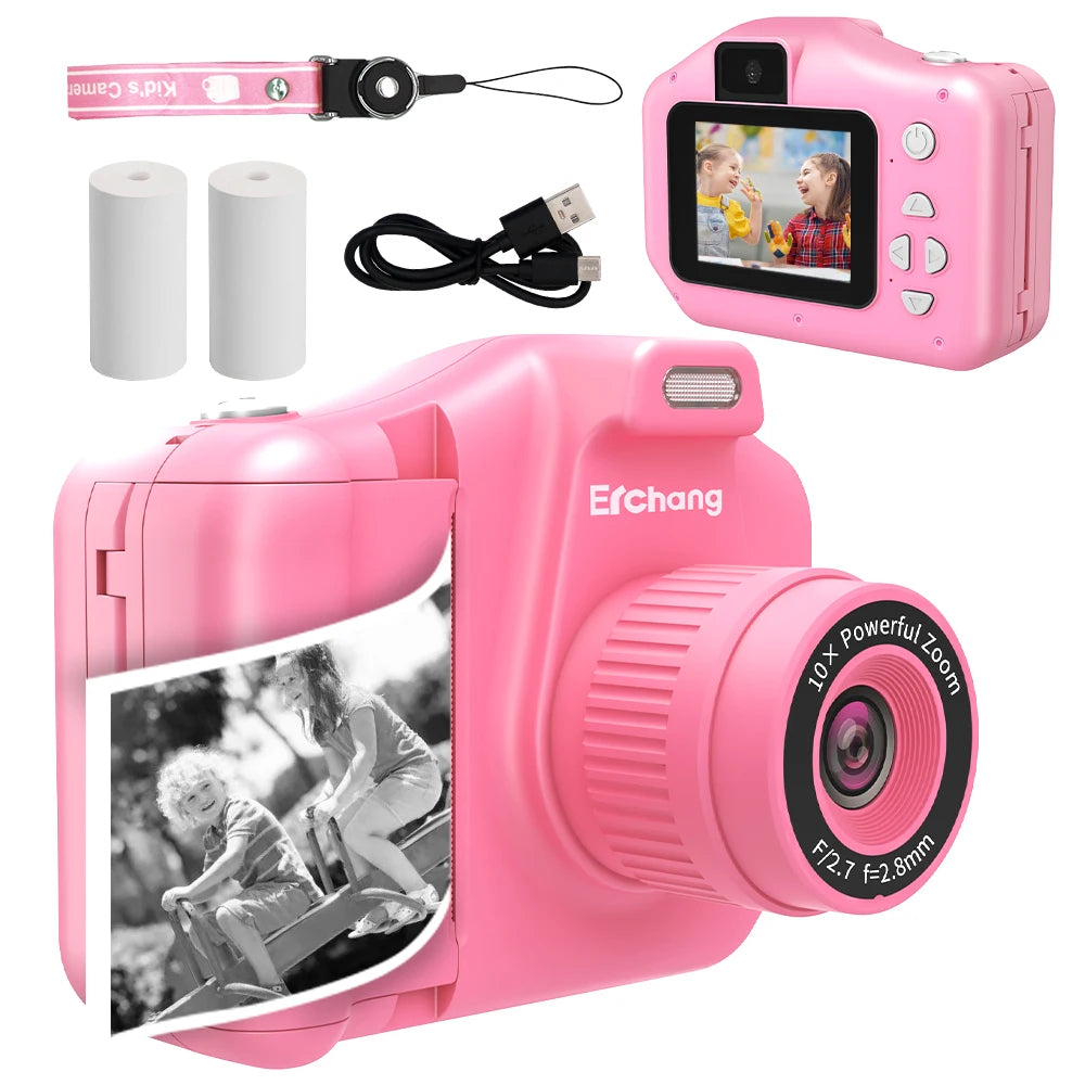 New Children Instant Print Camera 10X Digital Zoom Kids Digital Photo Camera Girl'S Child Camera Video Boy'S Birthday Gift