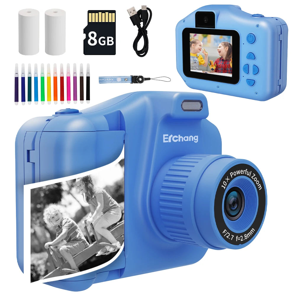 New Children Instant Print Camera 10X Digital Zoom Kids Digital Photo Camera Girl'S Child Camera Video Boy'S Birthday Gift