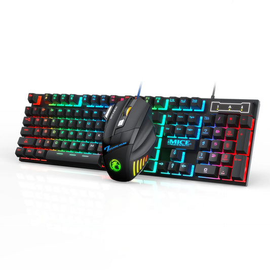 RGB Gaming Keyboard Gamer Keyboard and Mouse with Backlight USB 104 Keycaps Wired Ergonomic Keyboard for PC Laptop