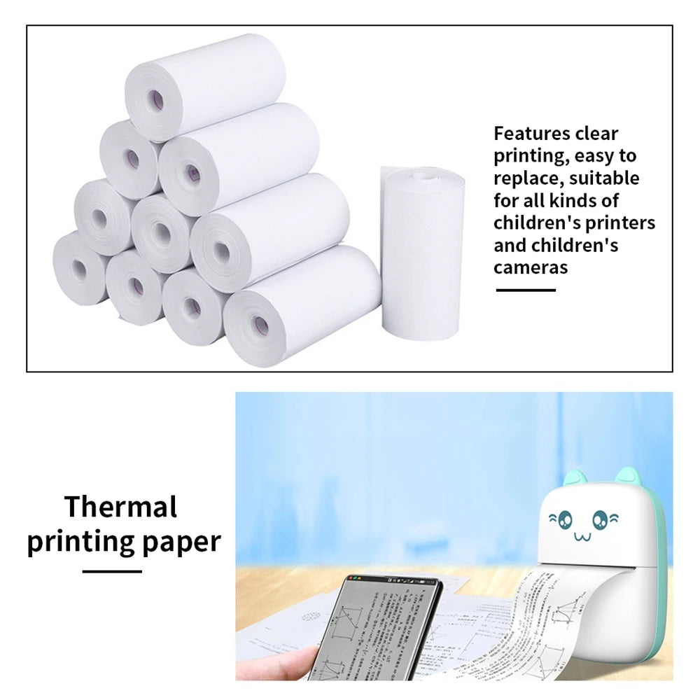 10Rolls Thermal Paper Camera Printing White Children Camera Instant Print Kids Printing Paper Replacement Accessories Parts