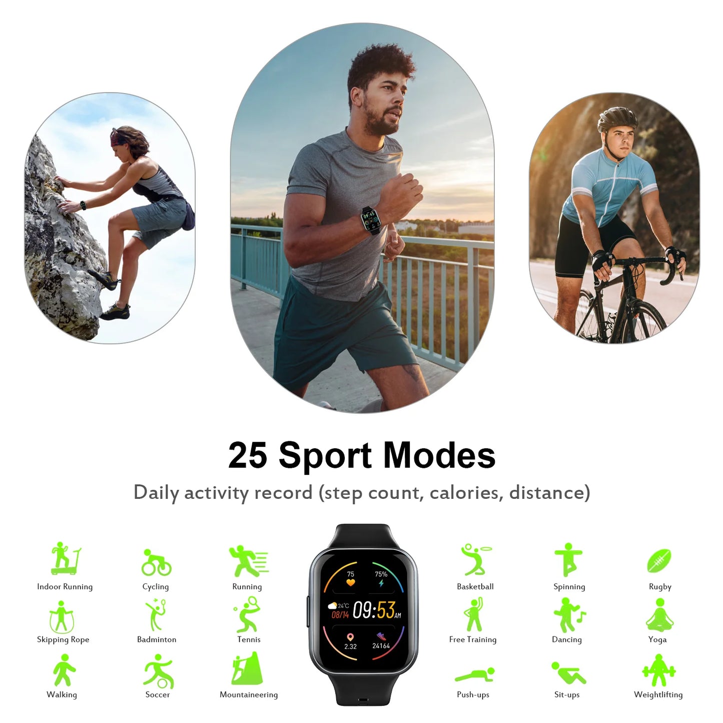 Smart Watch, 1.69" HD Touch Screen Fitness Watch, 25 Sports Modes Fitness Tracker, IP68 Waterproof Smartwatch.