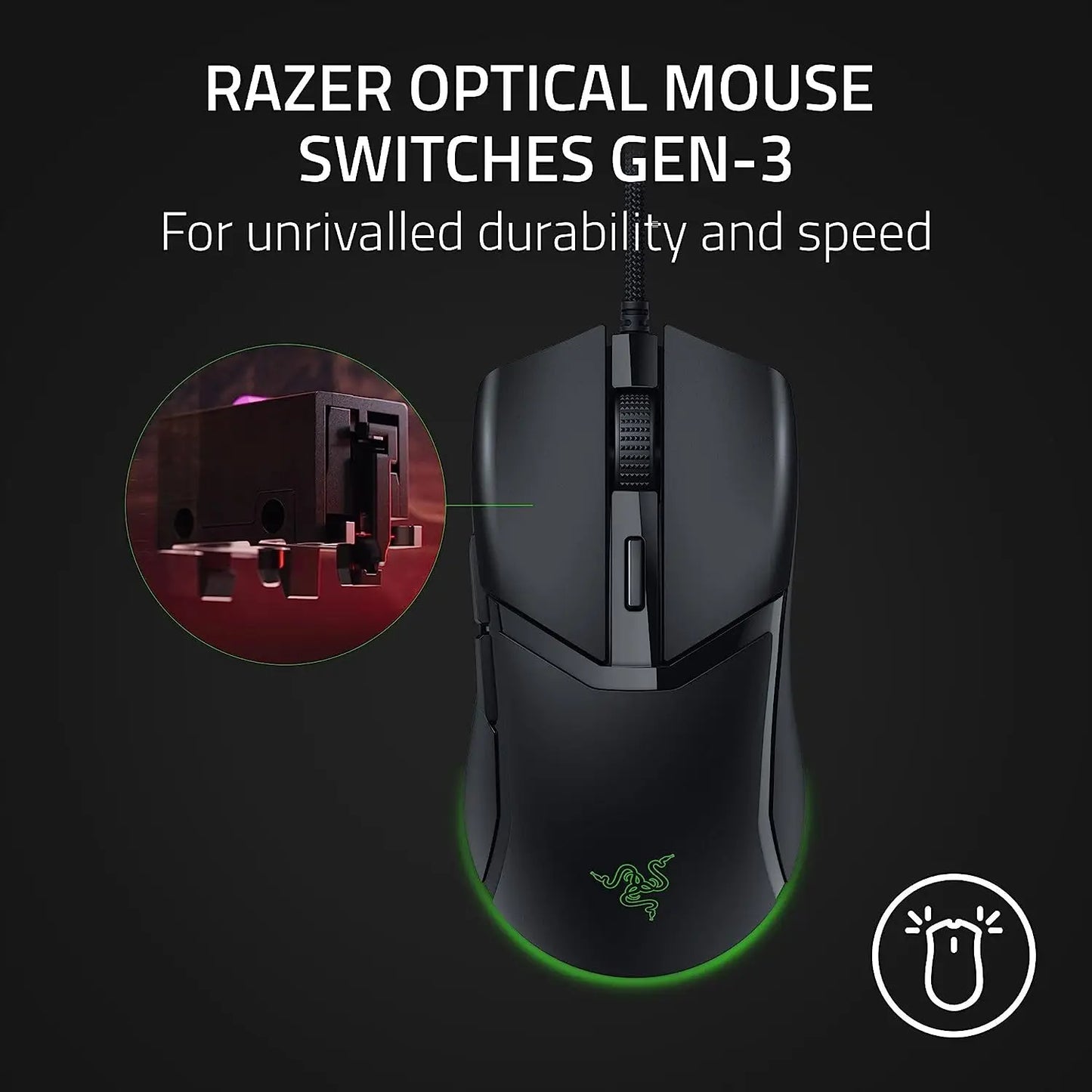 New Original  Cobra 58G Lightweight Wired Gaming Mouse Optical Mouse Switches Gen-3 Chroma Lighting with Gradient Underglow