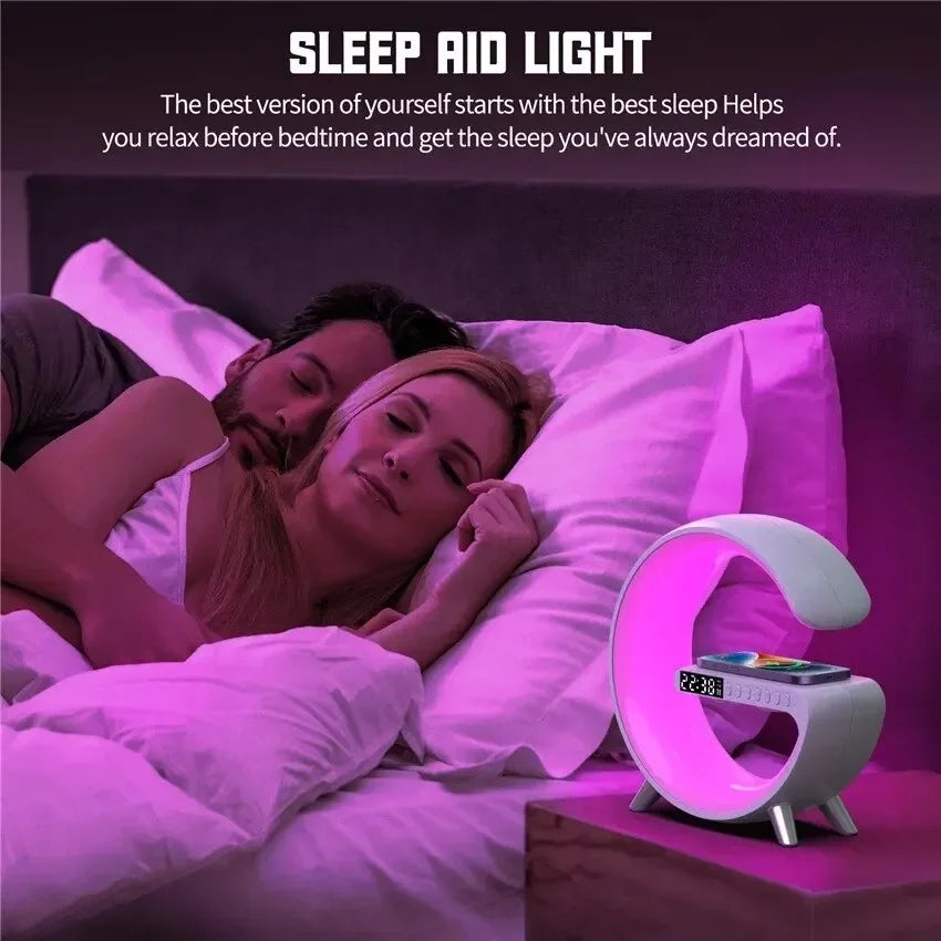 BIG G Multifunction Bluetooth Speaker RGB Night Light Fast Wireless Charger Stand for Iphone Samsung Xiaomi Charging Station