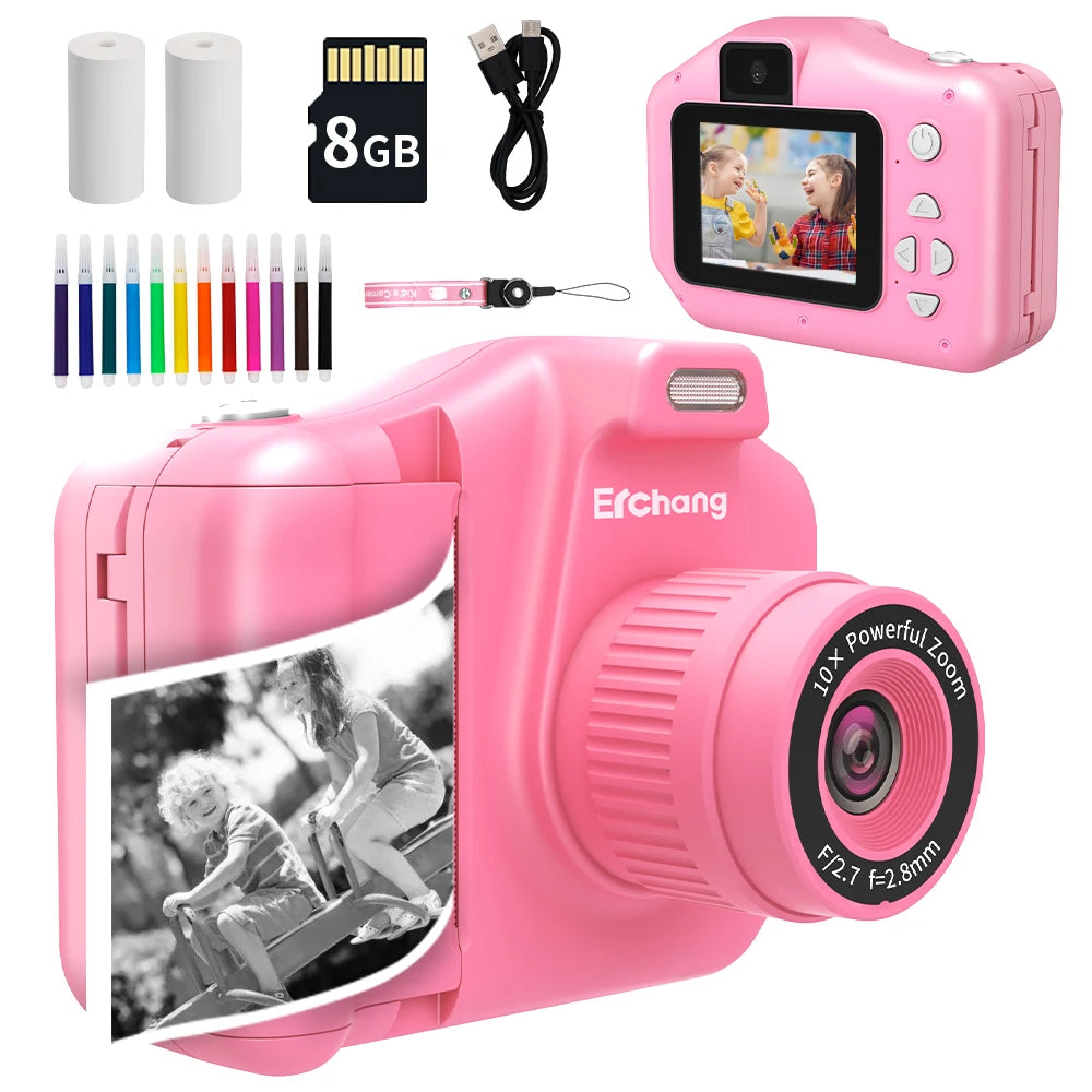 New Children Instant Print Camera 10X Digital Zoom Kids Digital Photo Camera Girl'S Child Camera Video Boy'S Birthday Gift
