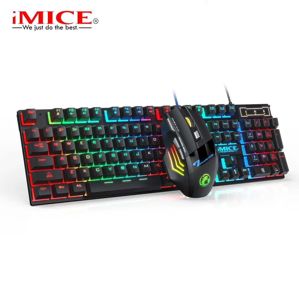 RGB Gaming Keyboard Gamer Keyboard and Mouse with Backlight USB 104 Keycaps Wired Ergonomic Keyboard for PC Laptop