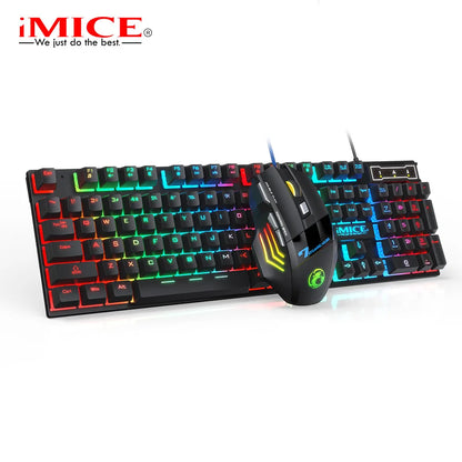 RGB Gaming Keyboard Gamer Keyboard and Mouse with Backlight USB 104 Keycaps Wired Ergonomic Keyboard for PC Laptop