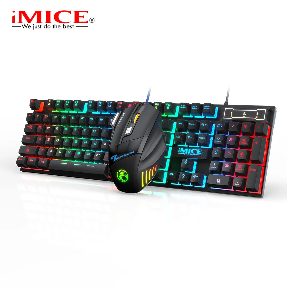 RGB Gaming Keyboard Gamer Keyboard and Mouse with Backlight USB 104 Keycaps Wired Ergonomic Keyboard for PC Laptop