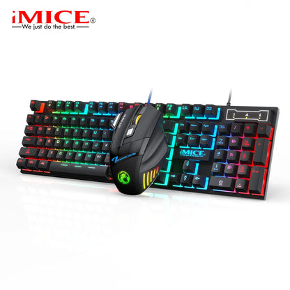 RGB Gaming Keyboard Gamer Keyboard and Mouse with Backlight USB 104 Keycaps Wired Ergonomic Keyboard for PC Laptop