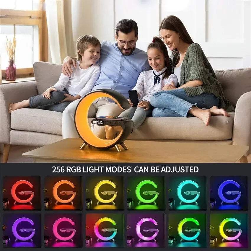 BIG G Multifunction Bluetooth Speaker RGB Night Light Fast Wireless Charger Stand for Iphone Samsung Xiaomi Charging Station